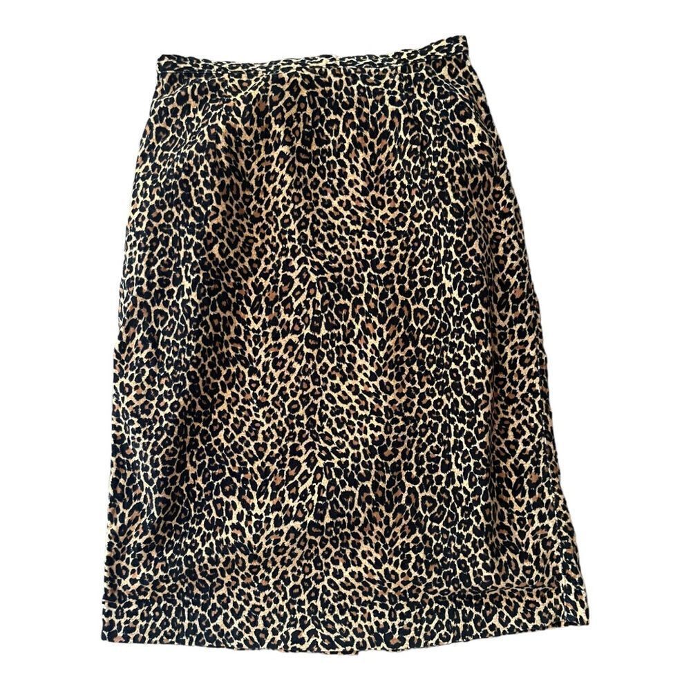 Vintage Newport Jeanology Leopard High Waist Pencil Skirt Size 8 Animal Print